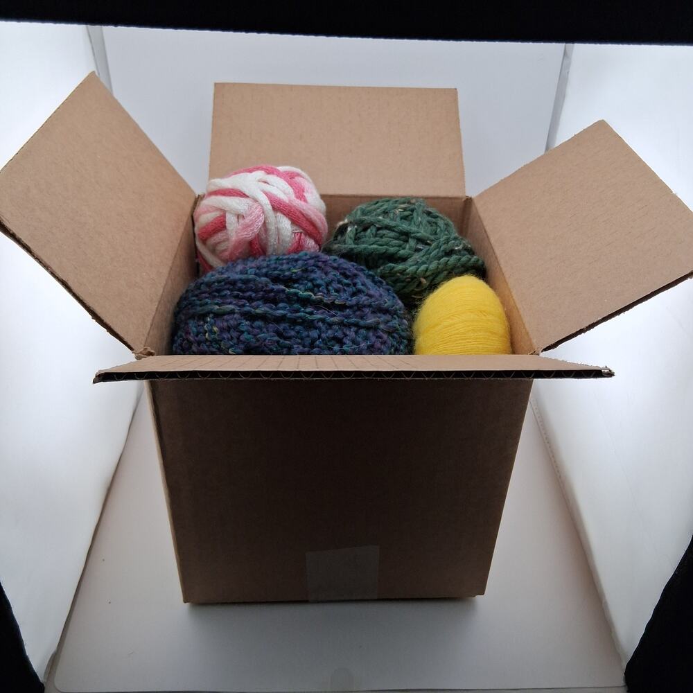 2 lb Scrap Yarn Mystery Box Mixed Scrap Lot Assorted Colors Sizes Fiber Content